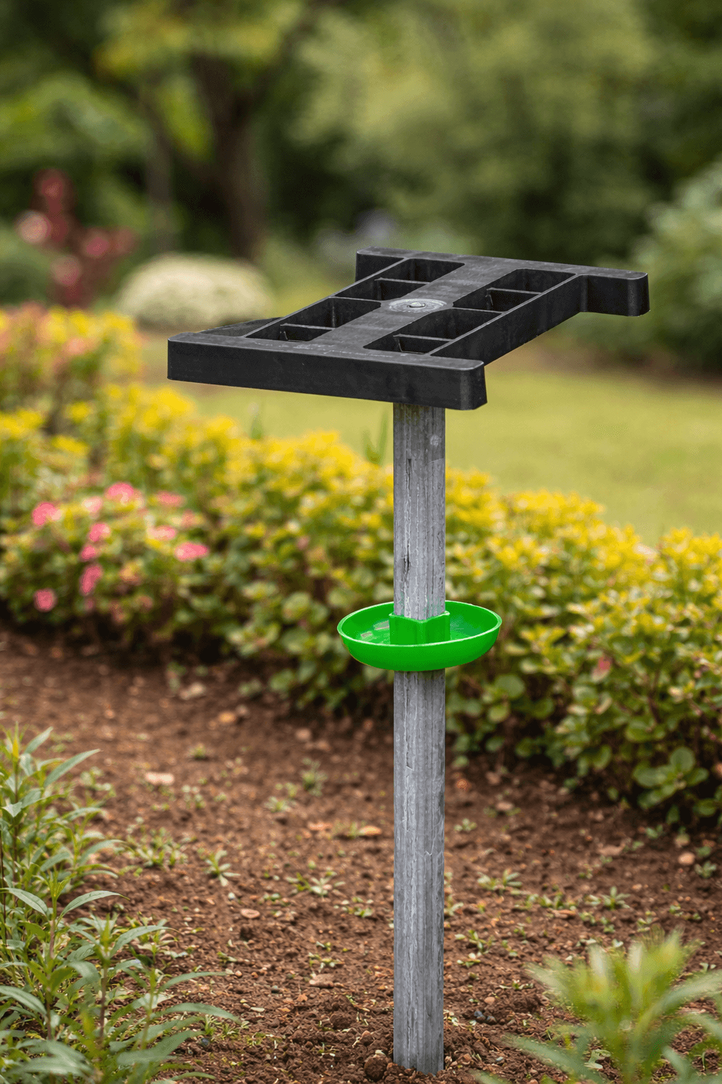 ant guard bowl fixed on steel rod bee hive stand to stop ants